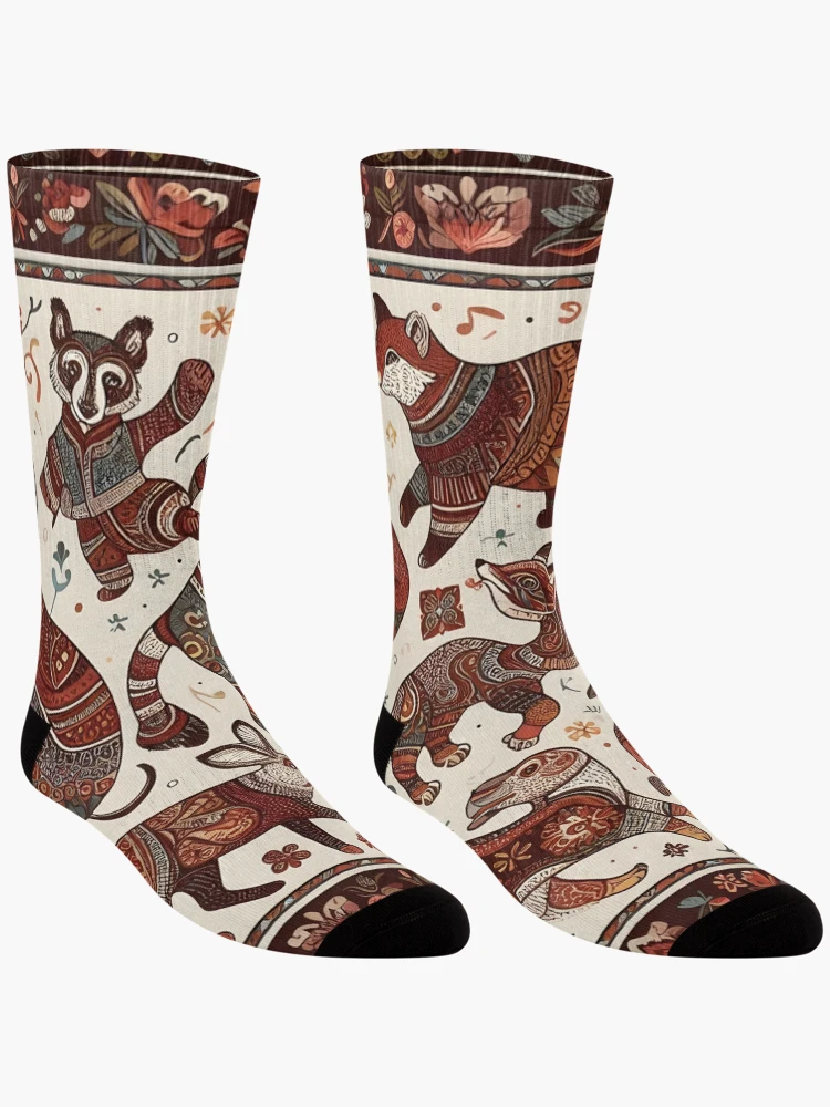 Thumbnail 3 of 5, Socks, Traditional Animals Pattern designed and sold by RkskArt.