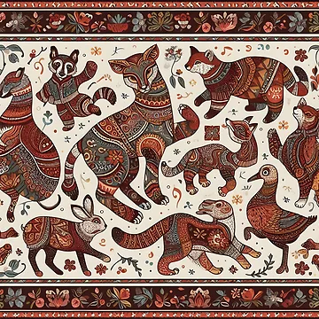 Artwork thumbnail, Traditional Animals Pattern by RkskArt