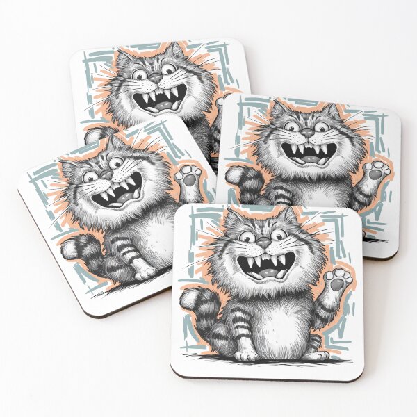 Item preview, Funny roaring kitty in drawing style designed and sold by KrissGraphShop.