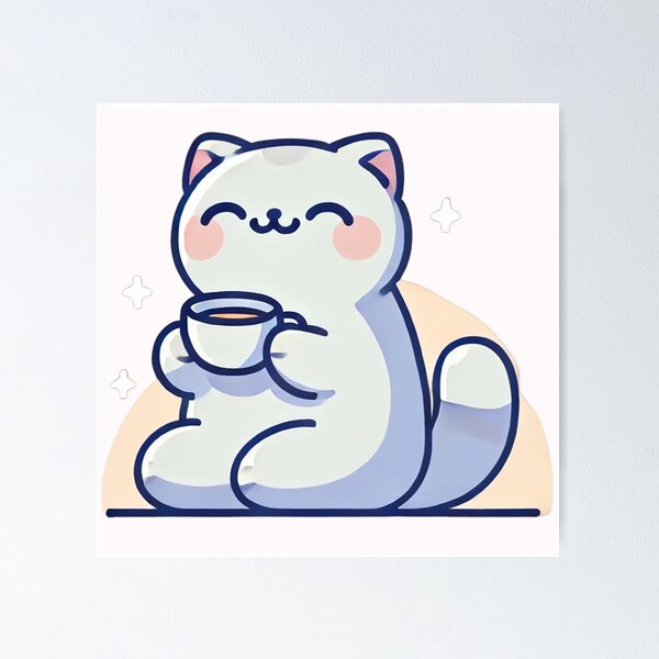 Item preview, Cat enjoying tea designed and sold by PetPaletteCards.