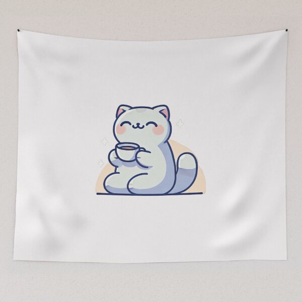 Item preview, Cat enjoying tea designed and sold by PetPaletteCards.