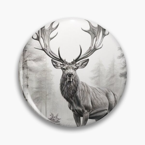 Item preview, Black and white deer pencil drawing designed and sold by Pencil-Art.