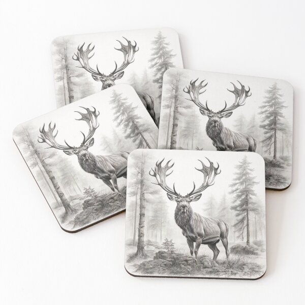 Item preview, Black and white deer pencil drawing designed and sold by Pencil-Art.