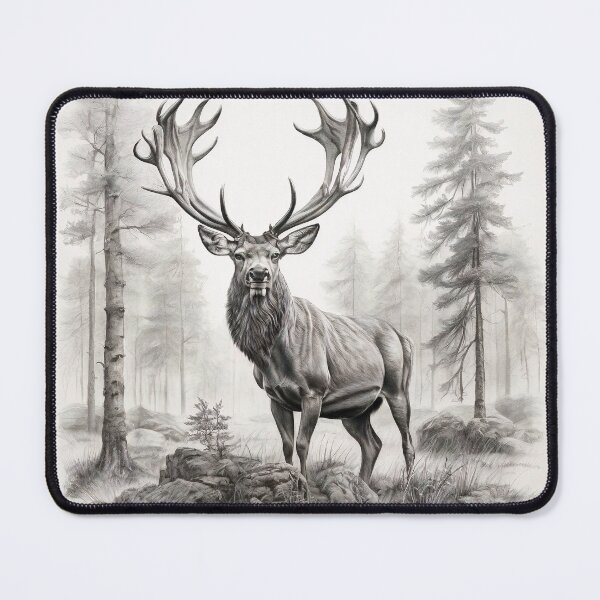 Item preview, Black and white deer pencil drawing designed and sold by Pencil-Art.