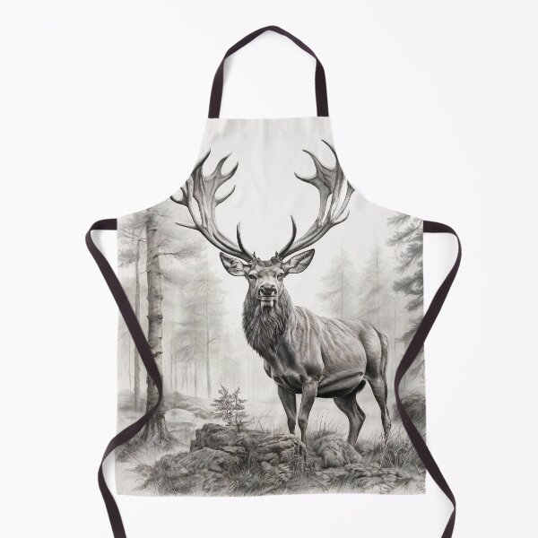 Item preview, Black and white deer pencil drawing designed and sold by Pencil-Art.