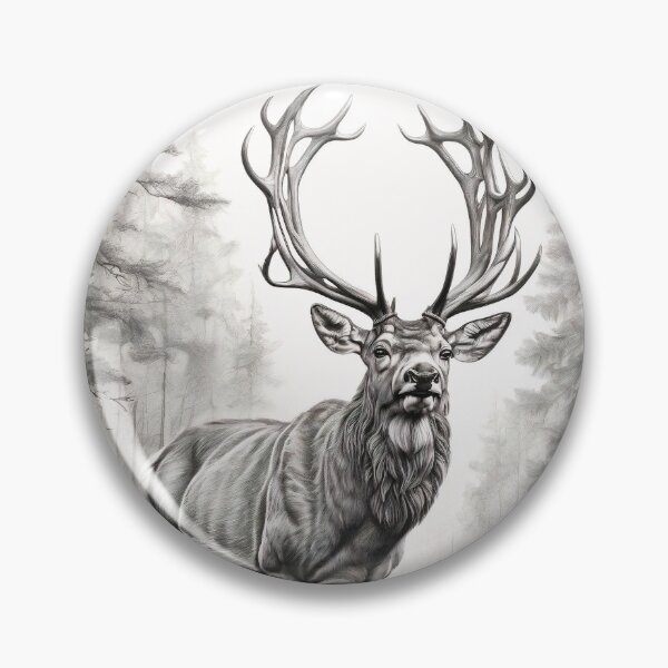 Item preview, Black and white deer pencil drawing designed and sold by Pencil-Art.
