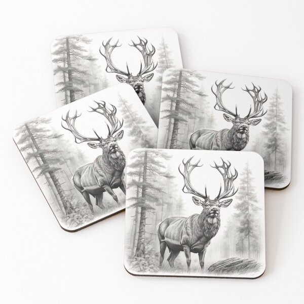 Item preview, Black and white deer pencil drawing designed and sold by Pencil-Art.