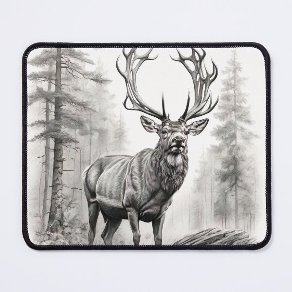 Item preview, Black and white deer pencil drawing designed and sold by Pencil-Art.