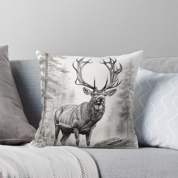 Item preview, Black and white deer pencil drawing designed and sold by Pencil-Art.