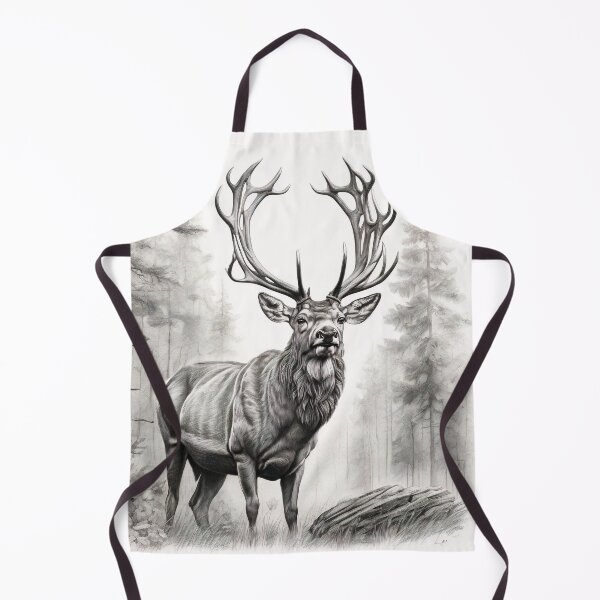 Item preview, Black and white deer pencil drawing designed and sold by Pencil-Art.