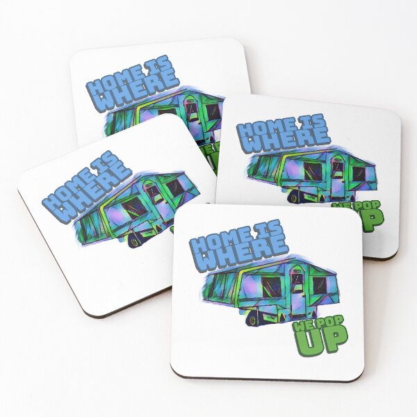 Item preview, Home is Where we Pop Up Blue and Green Trailer Tent designed and sold by BeccaAelishe.