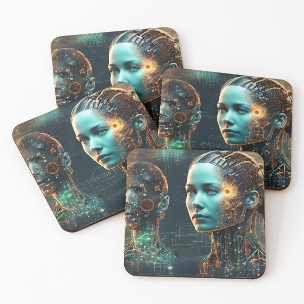 Item preview, Female and male heads with a circuit board. Generative Ai designed and sold by homydesign.