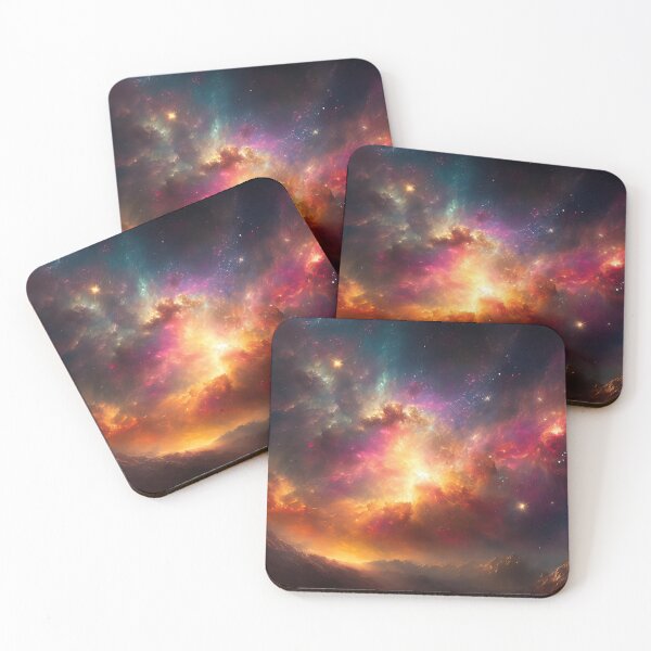 Item preview, Vibrant galaxy unfolds above a serene, misty landscape, stars and nebulae painting the sky with radiant hues designed and sold by homydesign.