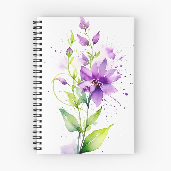 Item preview, Purple flower, its petals and green leaves highlighted by color splashes designed and sold by homydesign.