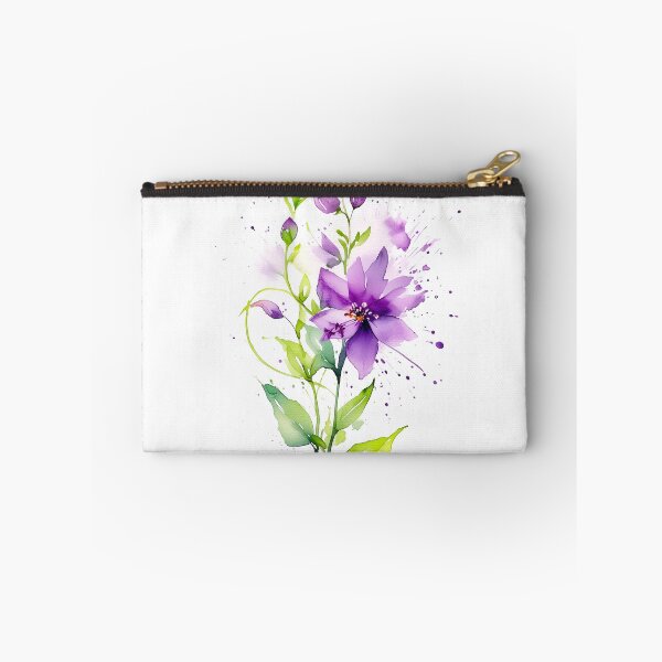 Item preview, Purple flower, its petals and green leaves highlighted by color splashes designed and sold by homydesign.