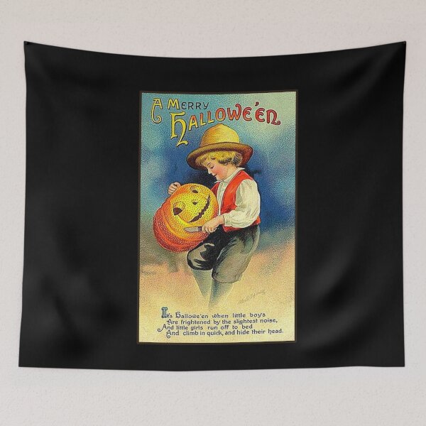 Item preview, Vintage Merry Halloween Postcard with Boy and Jack-O-Lantern designed and sold by MountMercantile.