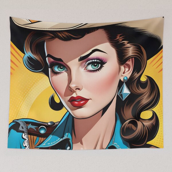 Item preview, Classic Vintage Comic Style American Cowgirl designed and sold by TheArtOfPat.
