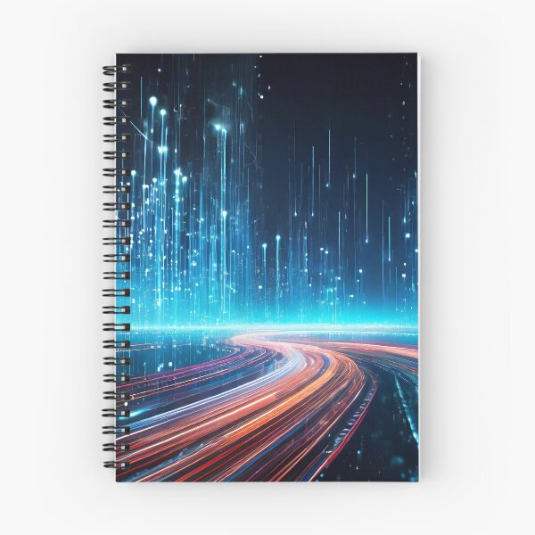 Item preview, A futuristic digital landscape with vibrant light trails converging toward an illuminated horizon designed and sold by homydesign.