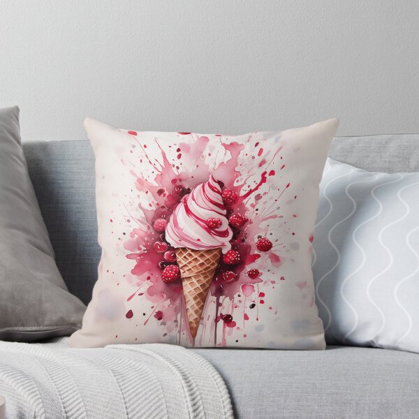 Item preview, A vibrant ice cream cone amidst an explosion of red and pink splashes, suggesting a dynamic, flavorful experience designed and sold by homydesign.
