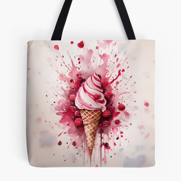 Item preview, A vibrant ice cream cone amidst an explosion of red and pink splashes, suggesting a dynamic, flavorful experience designed and sold by homydesign.