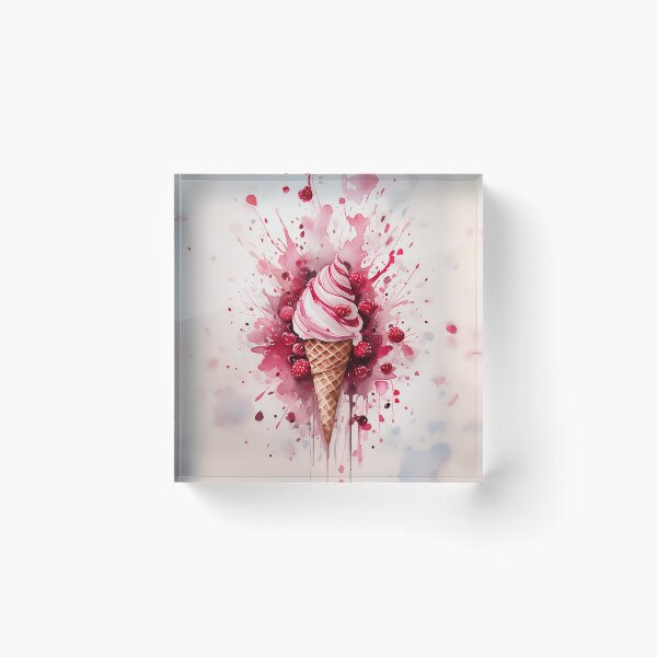 Item preview, A vibrant ice cream cone amidst an explosion of red and pink splashes, suggesting a dynamic, flavorful experience designed and sold by homydesign.