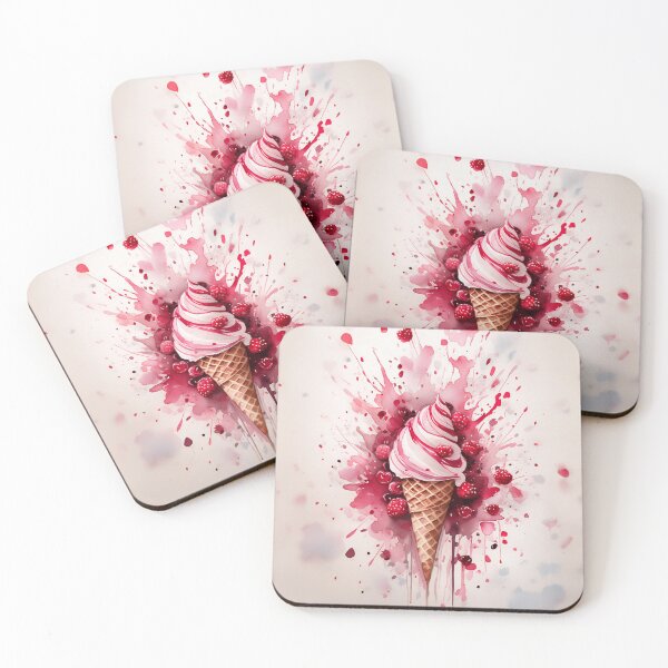 Item preview, A vibrant ice cream cone amidst an explosion of red and pink splashes, suggesting a dynamic, flavorful experience designed and sold by homydesign.