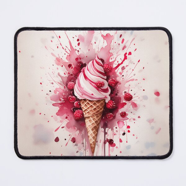 Item preview, A vibrant ice cream cone amidst an explosion of red and pink splashes, suggesting a dynamic, flavorful experience designed and sold by homydesign.