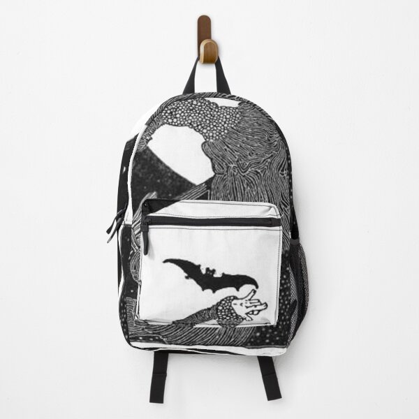 Item preview, Vintage Book Illustration with Witch on Broom with Black Cat and Bat designed and sold by MountMercantile.