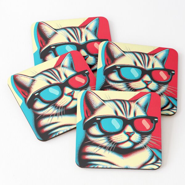 Item preview, Cool Cat with 3D Glasses in Pop Art Style designed and sold by Vitalka-uk.