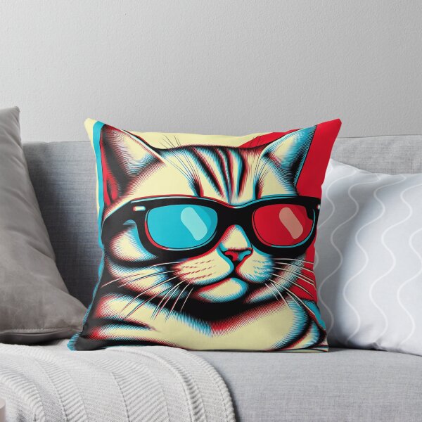 Item preview, Cool Cat with 3D Glasses in Pop Art Style designed and sold by Vitalka-uk.