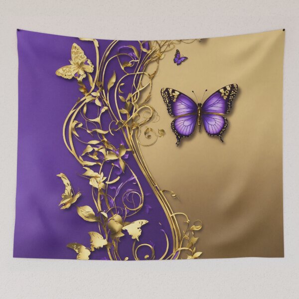 Item preview, Gold and Purple background with butterflies  designed and sold by Julia Rudens.