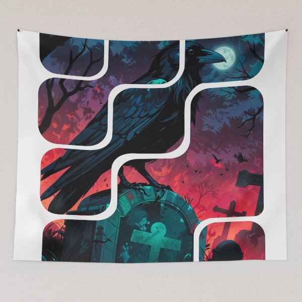 Item preview, The crow in the cemetery over the grave designed and sold by PixelCraftDSG.