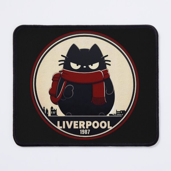 Item preview, Cute Black Cat | Scarf and Backpack | Liverpool 1987 | 80s Cityscape Art designed and sold by GALUMARKET.