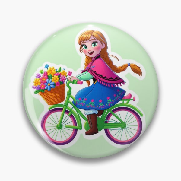 Item preview, Anna ridding a bike with a basket of flowers designed and sold by Magimel.