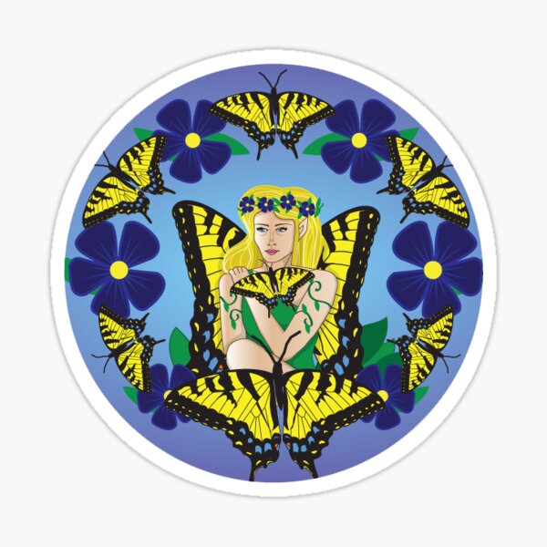 Yellow Monarch Fairy Sticker