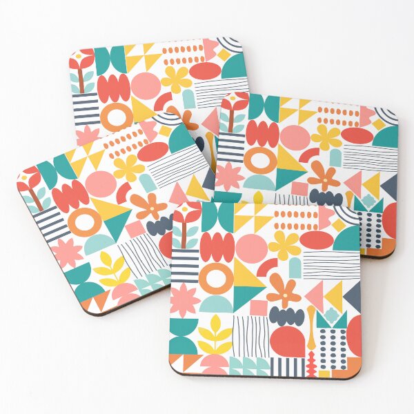 Item preview, Multicolor Abstract Scandinavian Geometric Pattern, Minimalist Vector Flat Design Modern Varied Geometric Figures designed and sold by DesignsArtColor.