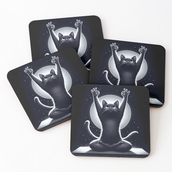 Item preview, Black Cat Doing Yoga designed and sold by KinshipArts.