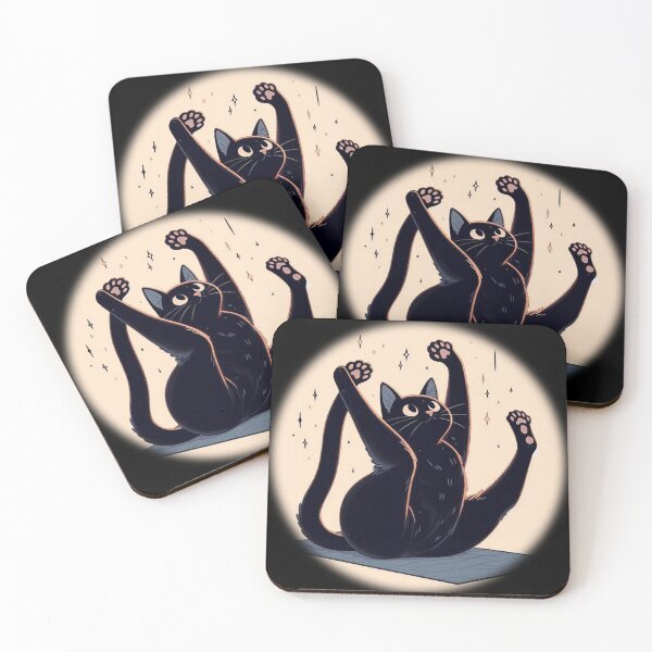 Item preview, Black Cat Doing Yoga designed and sold by KinshipArts.