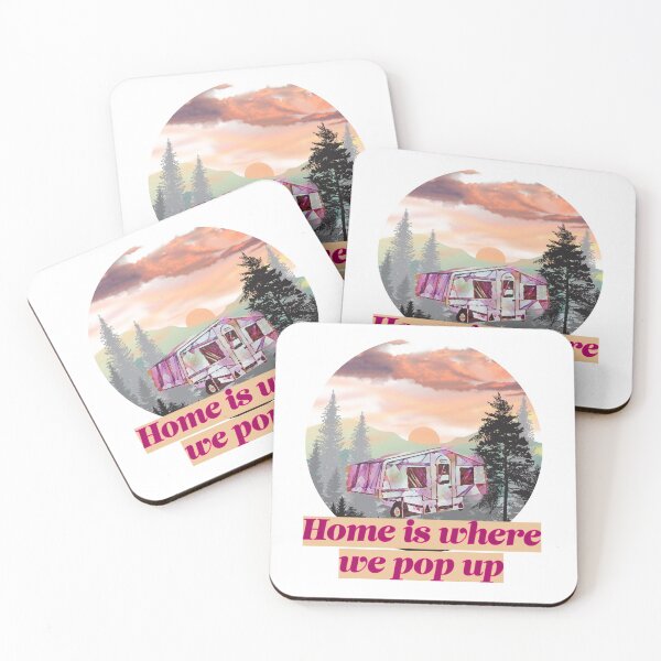 Item preview, Home is Where We Pop Up Sunset Pink and Purple Trailer Tent designed and sold by BeccaAelishe.