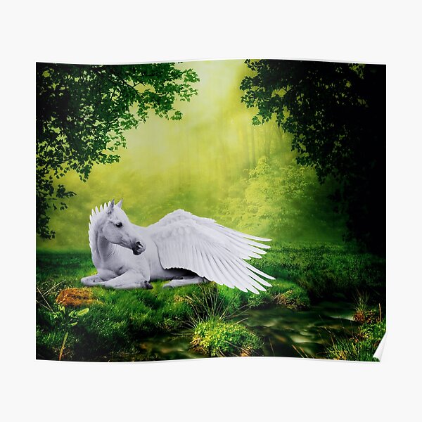 Resting Pegasus / Mythical Winged Horse Poster