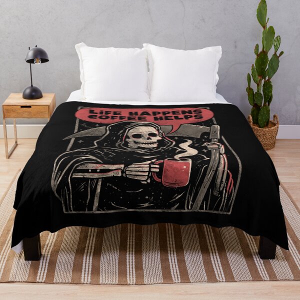 Item preview, Life Happens Coffee Helps - Sarcasm Funny Dark Skull Reaper Coffee Gift designed and sold by EduEly.