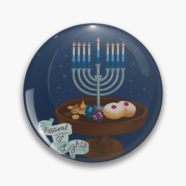 Artikelvorschau, Glockenglocke zum Chanukka-Lichterfest mit Menora, Dreidel und Sufganiyot entworfen und verkauft von FanTV.
