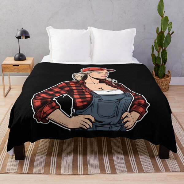 Item preview, Woman Lumberjack in Plaid Shirt Strong Woman designed and sold by Aquillashop.