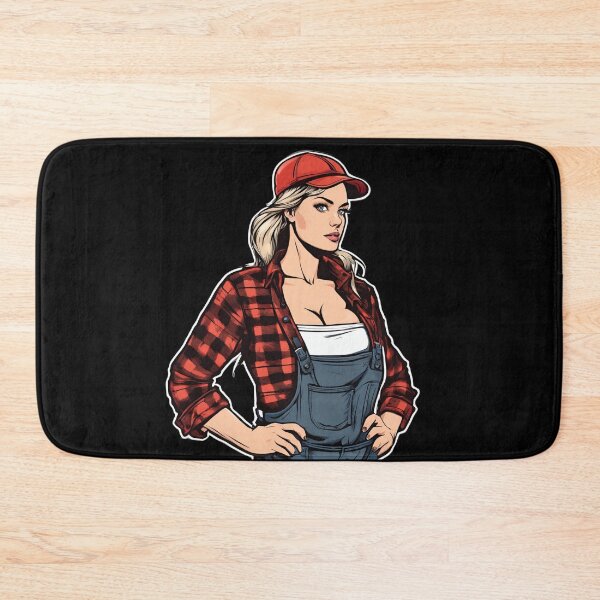 Item preview, Woman Lumberjack in Plaid Shirt Strong Woman designed and sold by Aquillashop.