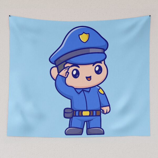 Item preview, "Cute Police Respect: Cartoon Vector Icon Illustration" designed and sold by hjian8219.