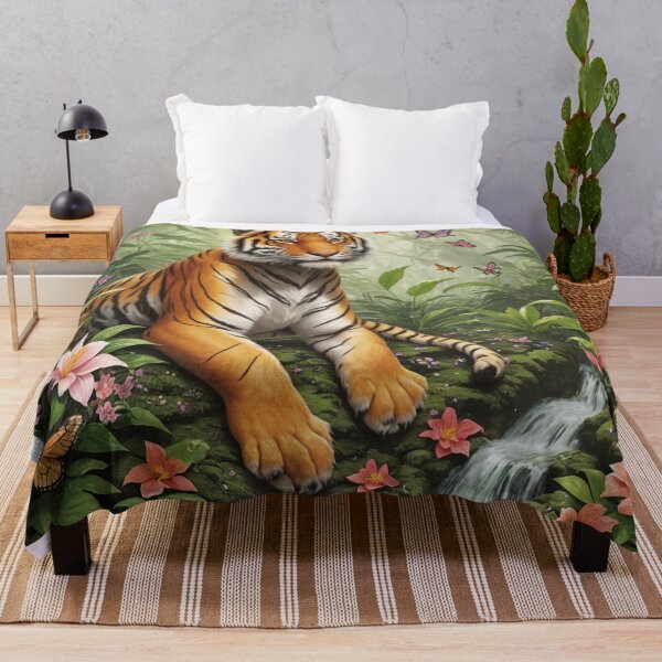 Item preview, Tiger Haven: Monarch Butterflies In Tiger Jungle Paradise Oasis designed and sold by EnchantedVista.