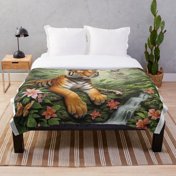 Item preview, Tiger Haven: Monarch Butterflies In Tiger Jungle Paradise Oasis designed and sold by EnchantedVista.