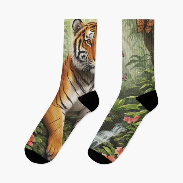 Item preview, Tiger Haven: Monarch Butterflies In Tiger Jungle Paradise Oasis designed and sold by EnchantedVista.