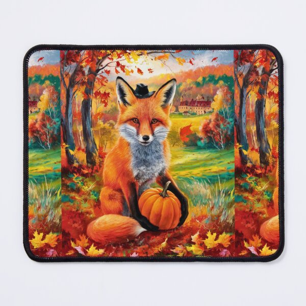 Item preview, Fox Portrait. Autumn season, fall fox, pumpkin, vintage fox, fox painting, Edgar Degas style designed and sold by FoxVibes.