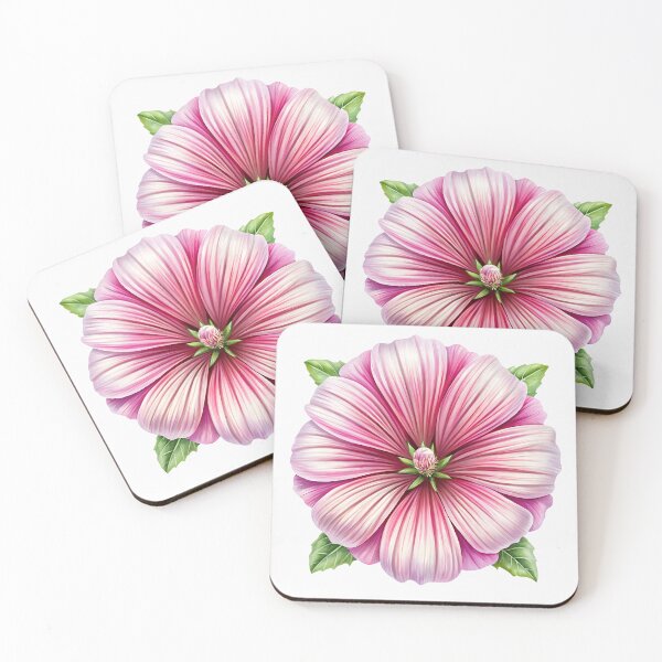 Item preview, Delicate pink mallow flower watercolor designed and sold by ElegantOutlines.
